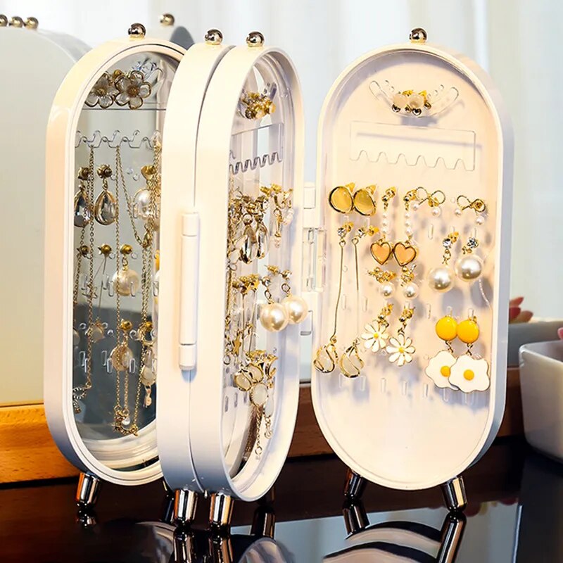 Folding Earring Necklace Display Holder Stand Jewellery Organiser Storage Box