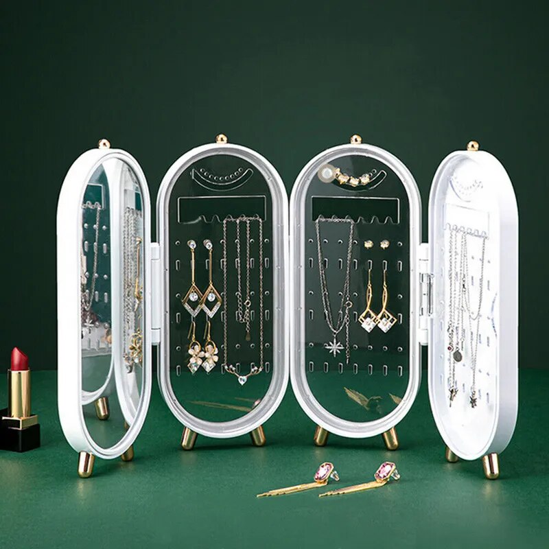 Folding Earring Necklace Display Holder Stand Jewellery Organiser Storage Box