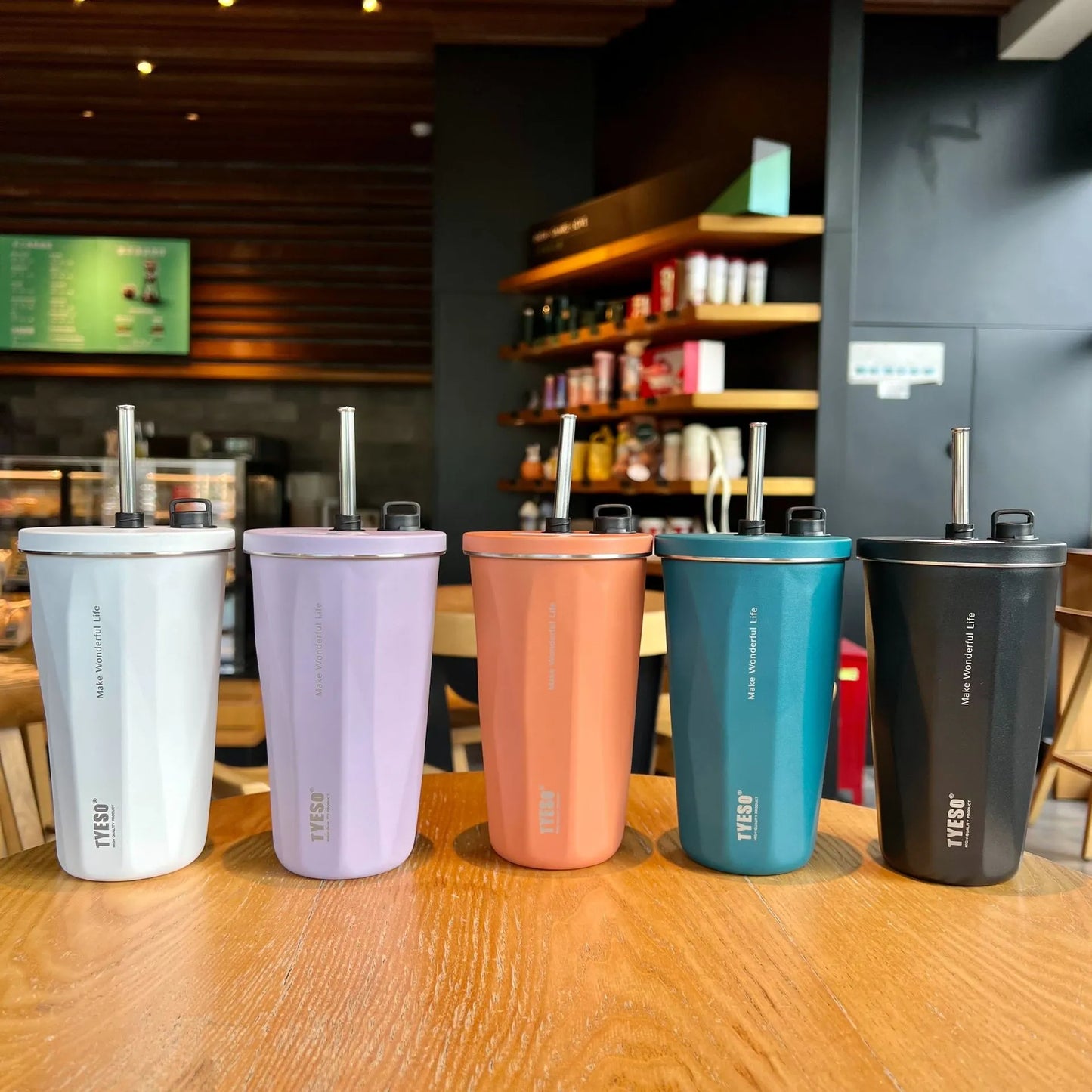600ml Vacuum Stainless Steel Keep Cold and Hot Mug Thermos With Straw