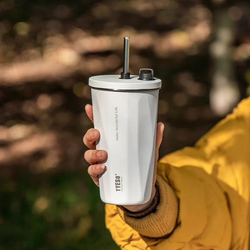 600ml Vacuum Stainless Steel Keep Cold and Hot Mug Thermos With Straw