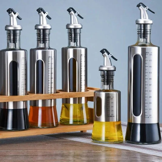 Oil Bottle Glass Seasoning Storage Dispenser for Kitchen